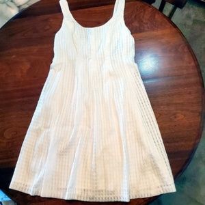 Nine West Textured Check Pleated Dress, White